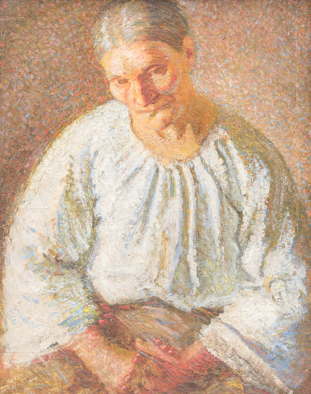 &Eacute;cole belge: Portrait d'une dame &acirc;g&eacute;e, huile sur toile, 19&egrave;me/20&egrave;me si&egrave;cle