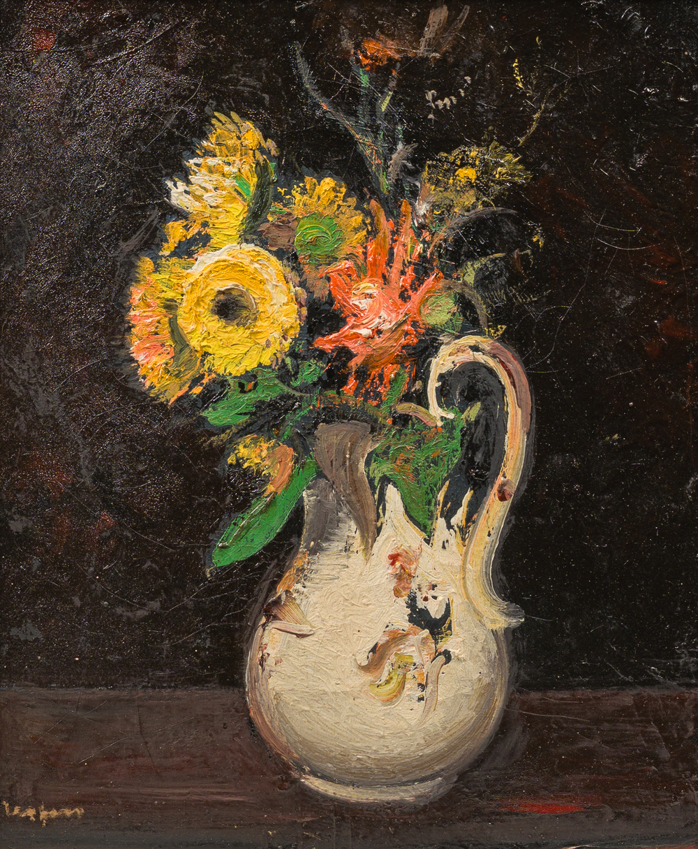 Floris Jespers (1889-1965): Stilleven met bloemen, olie op doek