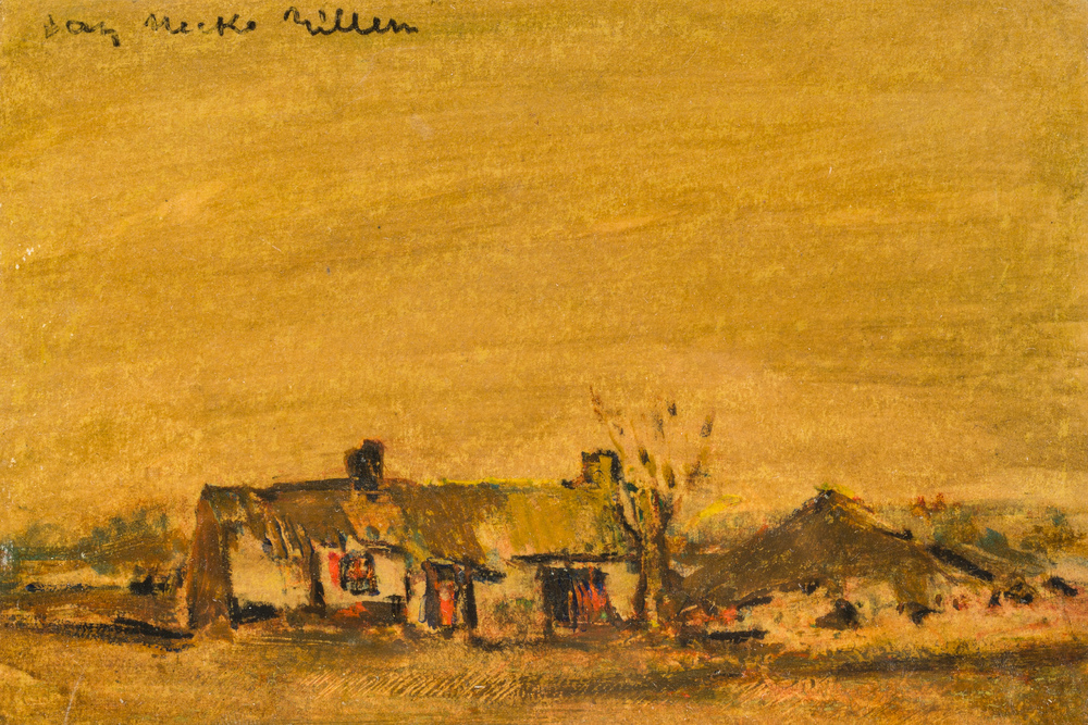 Willem Van Hecke (1893-1976): Landscape with farm, oil on paper