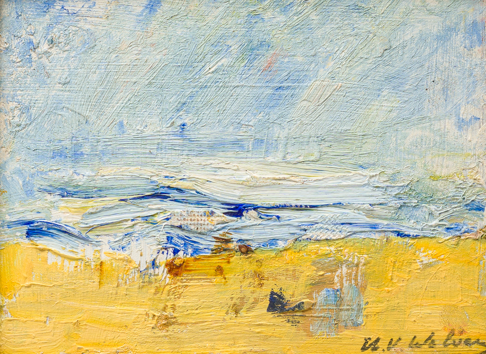 Henri Victor Wolvens (1896-1977): Geanimeerd strandzicht, olie op board