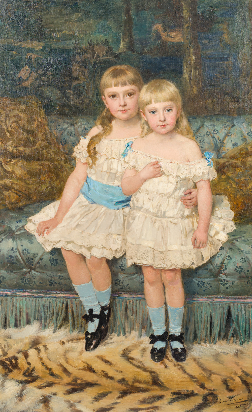 Jan Frans Verhas (1834-1896): Two children in an interior, oil on canvas, dated 1883