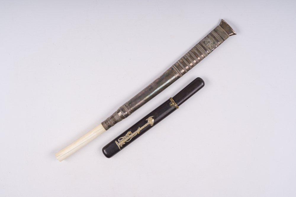 A Japanese Shibayama lacquer dagger and a Burmese dagger, 19th C.