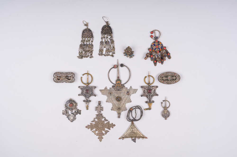A collection of ethnographic silver and copper jewelry, 19th/20th C.