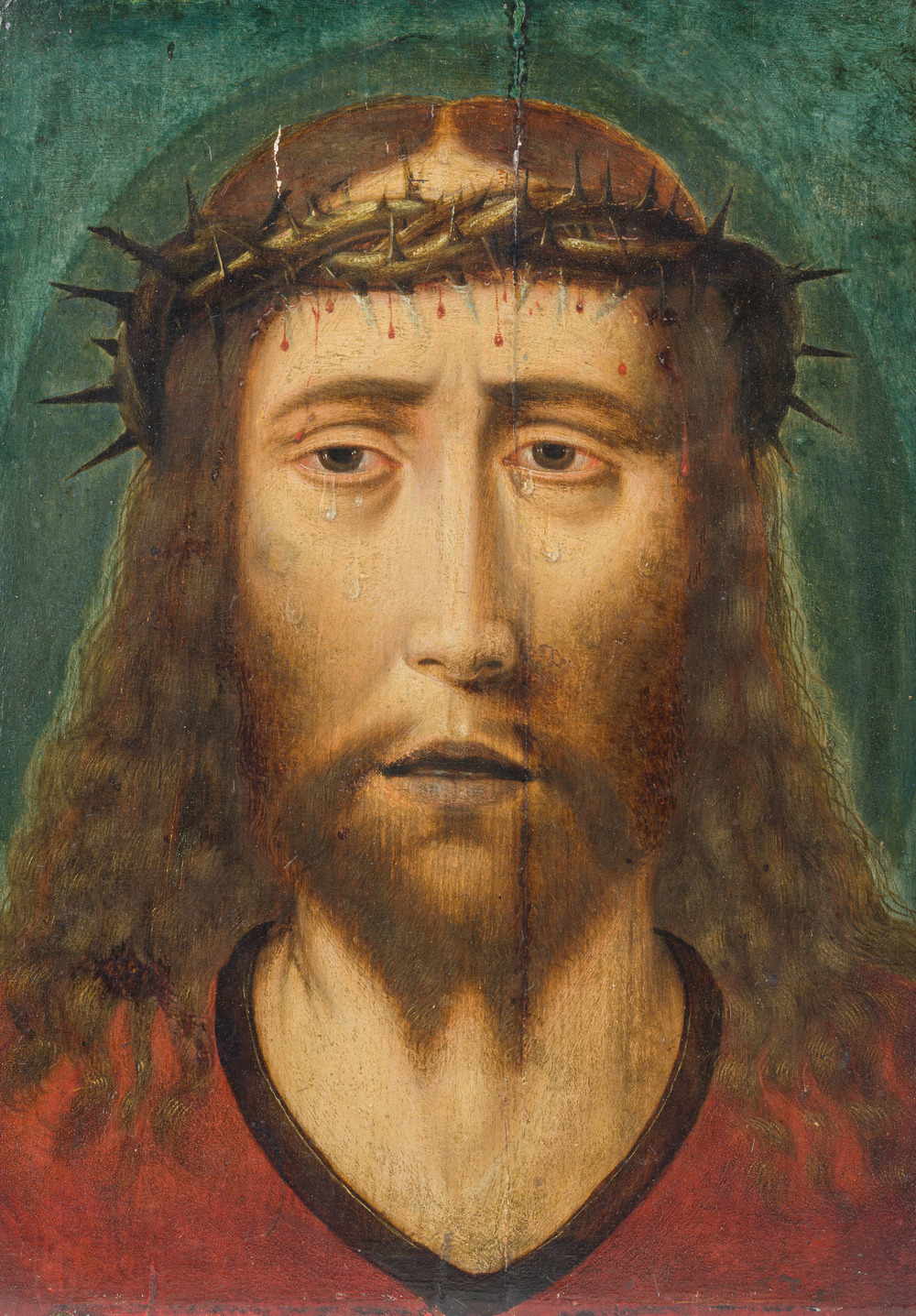 Ecole flamande, suiveur d'Aelbrecht Bouts: Christ couronn&eacute; d'&eacute;pines, huile sur panneau, vers 1600