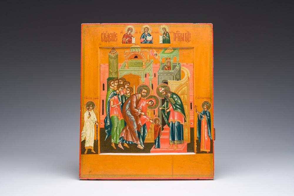 A Russian orthodox 'Presentation of Mary in the temple' icon, 19th C.