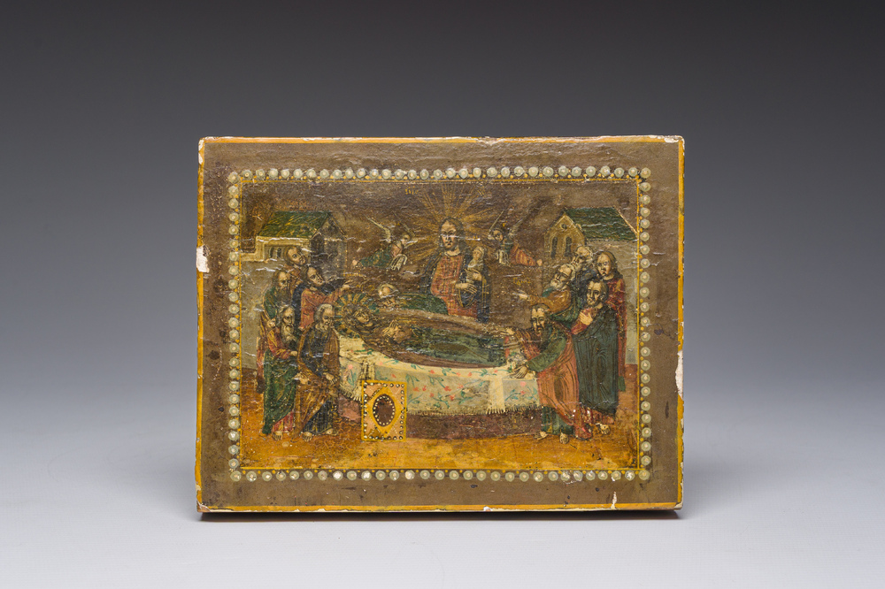 A presumably Ukrainian orthodox 'Dormition of Mary' (Dormitio Mariae) icon, 19th C.