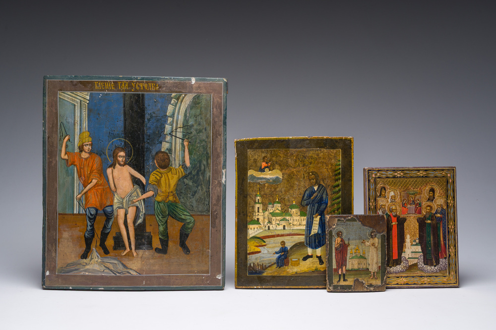 Four various Russian orthodox icons, 18th/19th C.