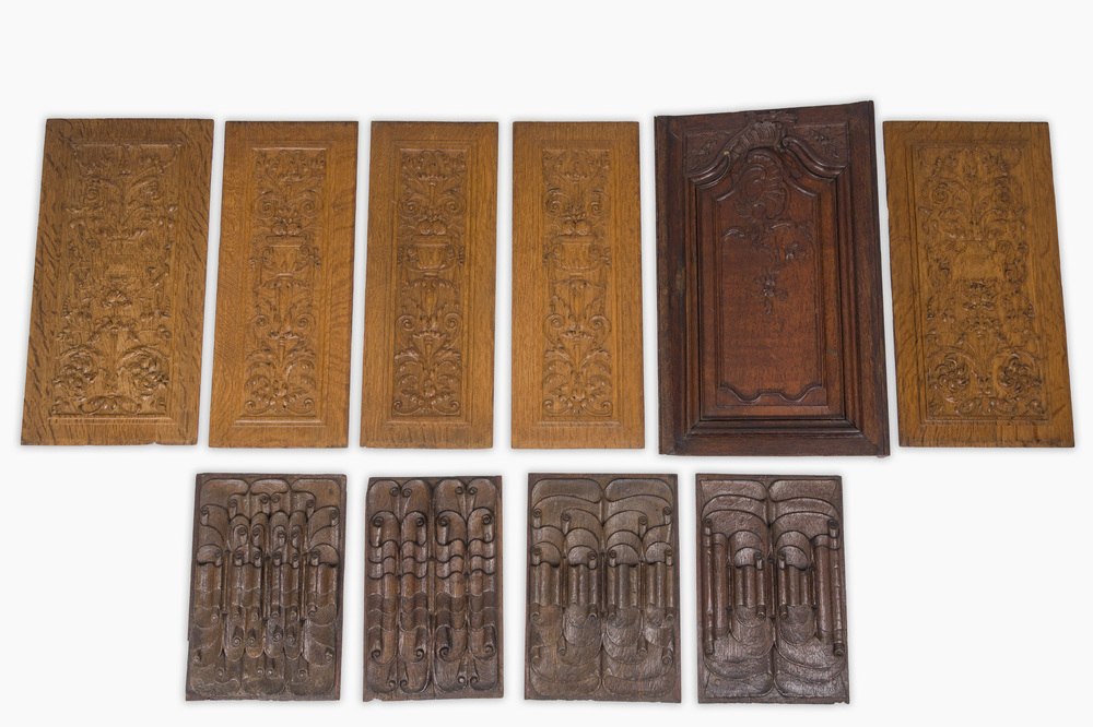 Ten Dutch and Flemish carved wooden panels, 16th/18th C.