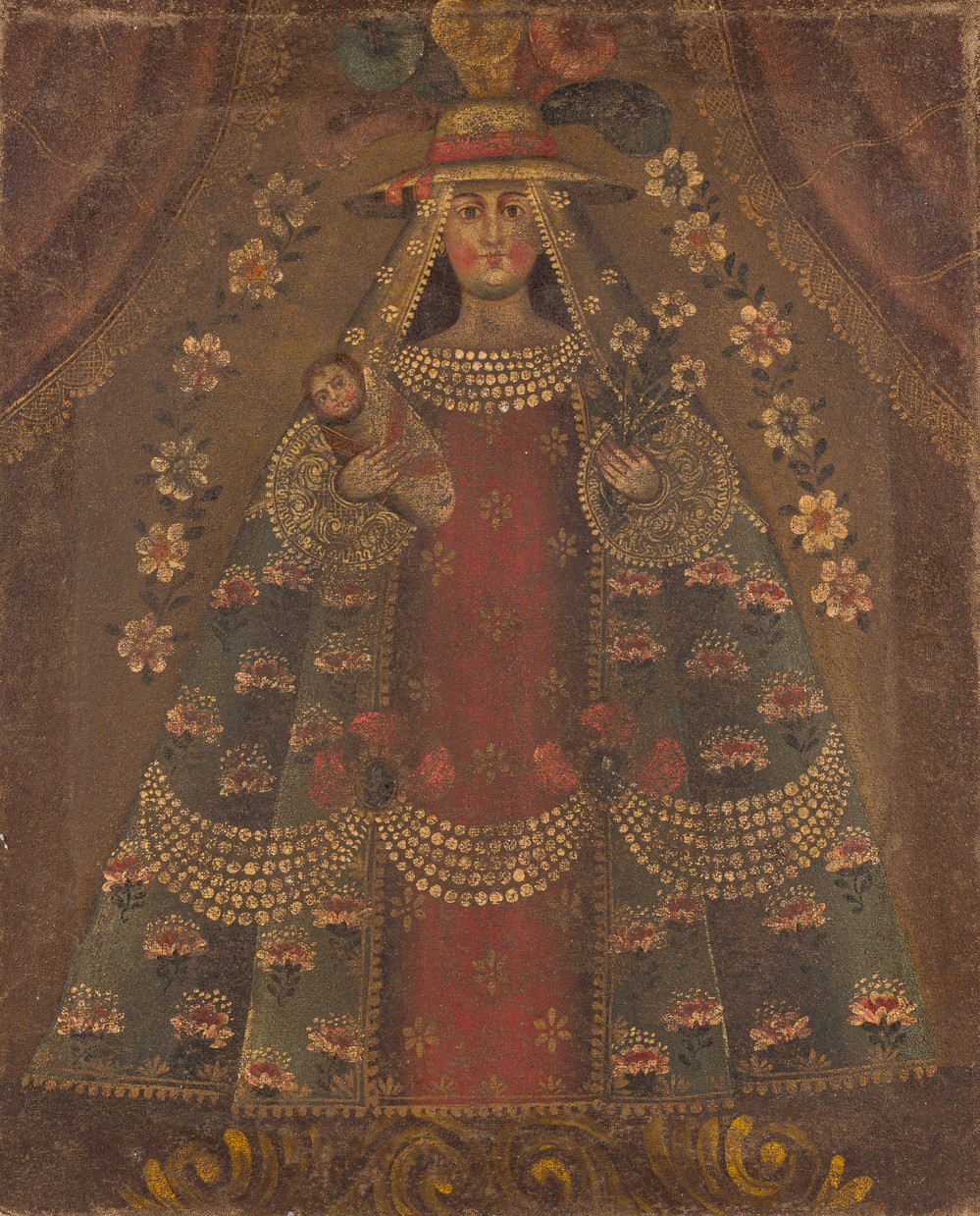 Cusco School, Peru: Madonna with Child, oil on canvas, 18th C.
