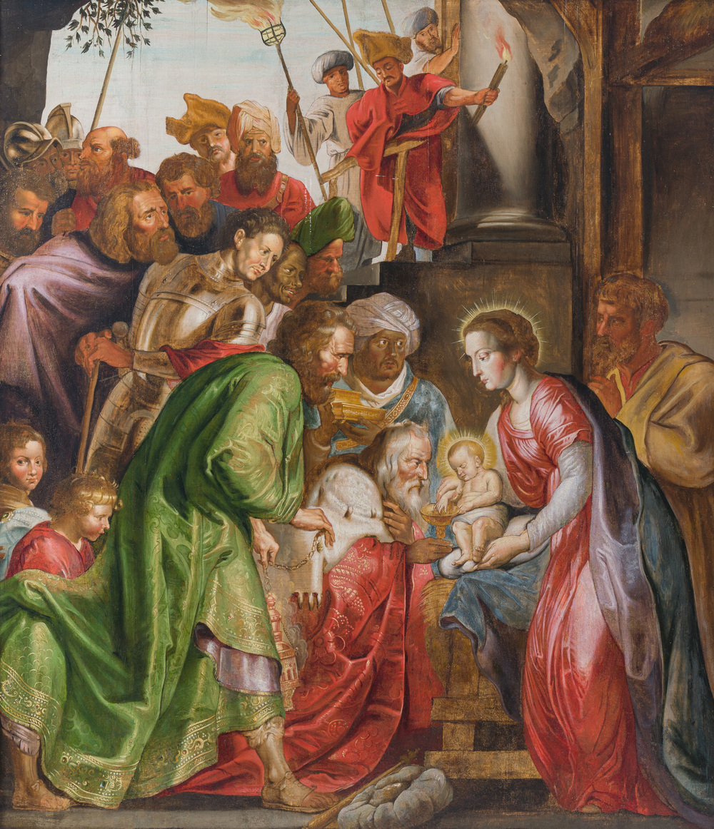Flemish school, follower of Peter Paul Rubens (1577-1640): The adoration of the kings, oil on panel, 17th C.