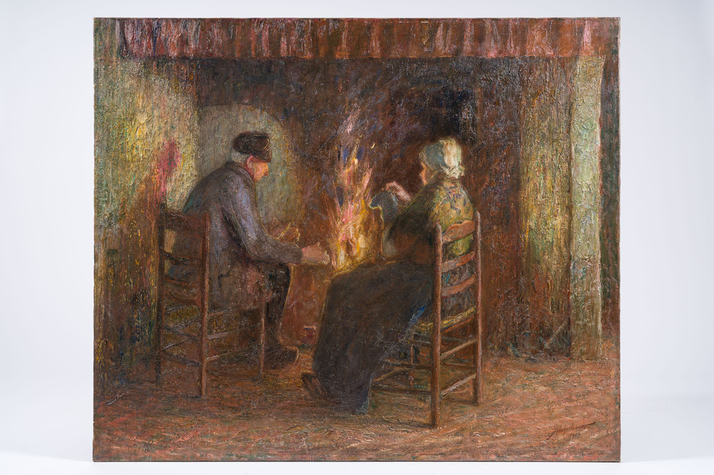 Carl (Charles) Frederik Meyer-Lesaar (1884-1941): Le vieux couple pr&egrave;s du feu, dat&eacute; 1908