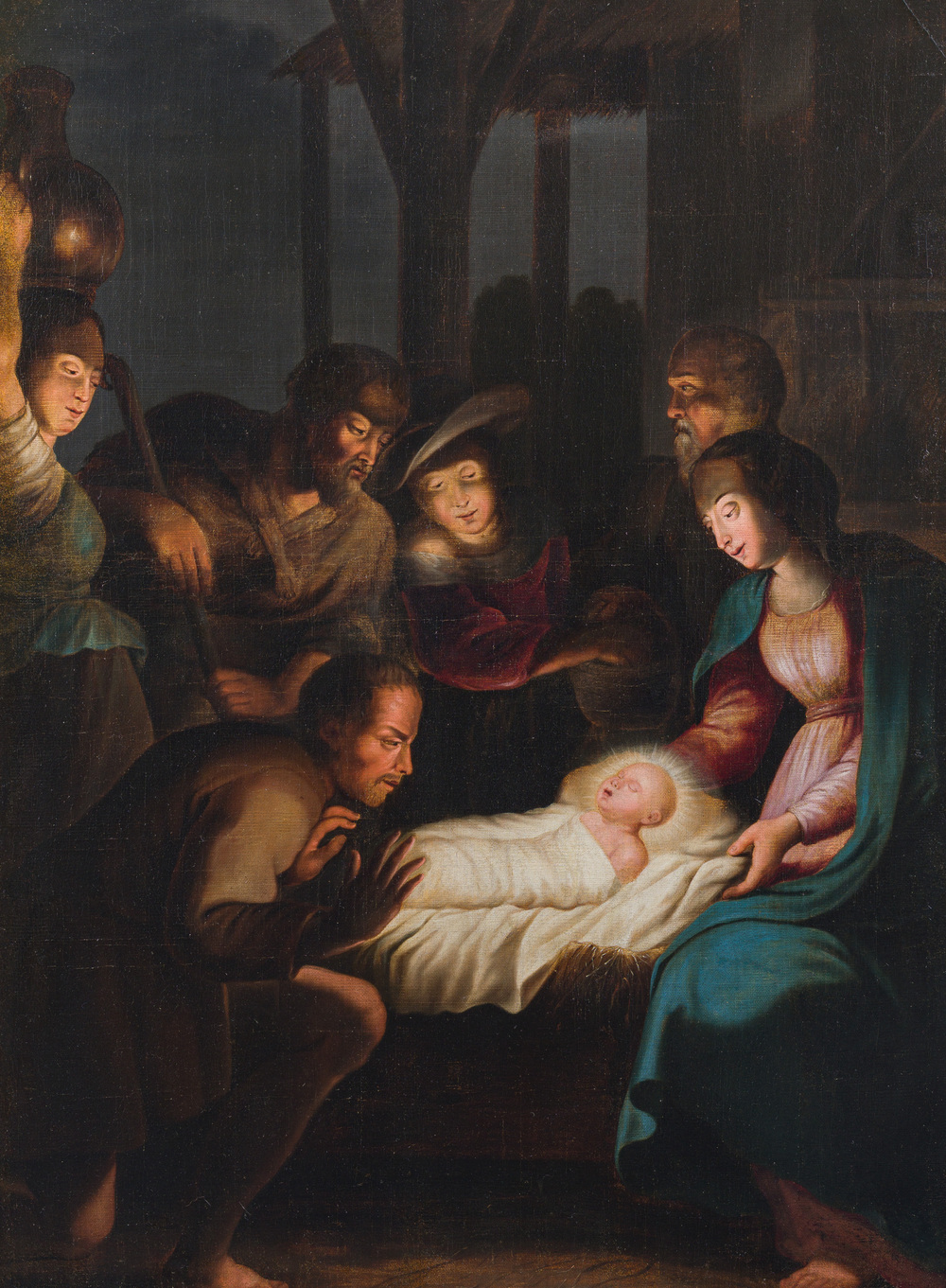 European school: The adoration of the shepherds, oil on canvas, ca. 1700