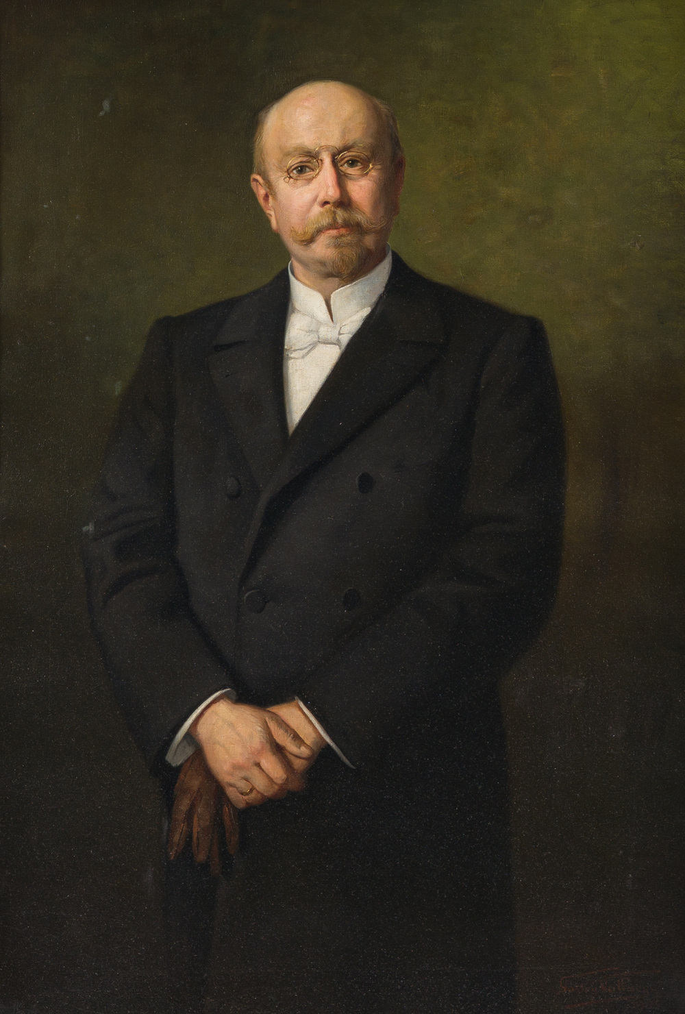 Gaston Van Haeys (19&egrave;me/20&egrave;me si&egrave;cle): Portrait de gentilhomme, huile sur toile, dat&eacute; de 1904