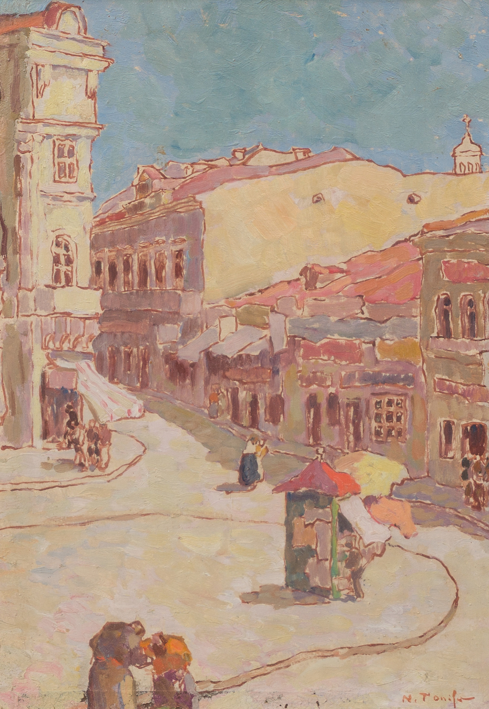 Nicolae Tonitzae (1886-1940): City view of presumably Mangalia, oil on board