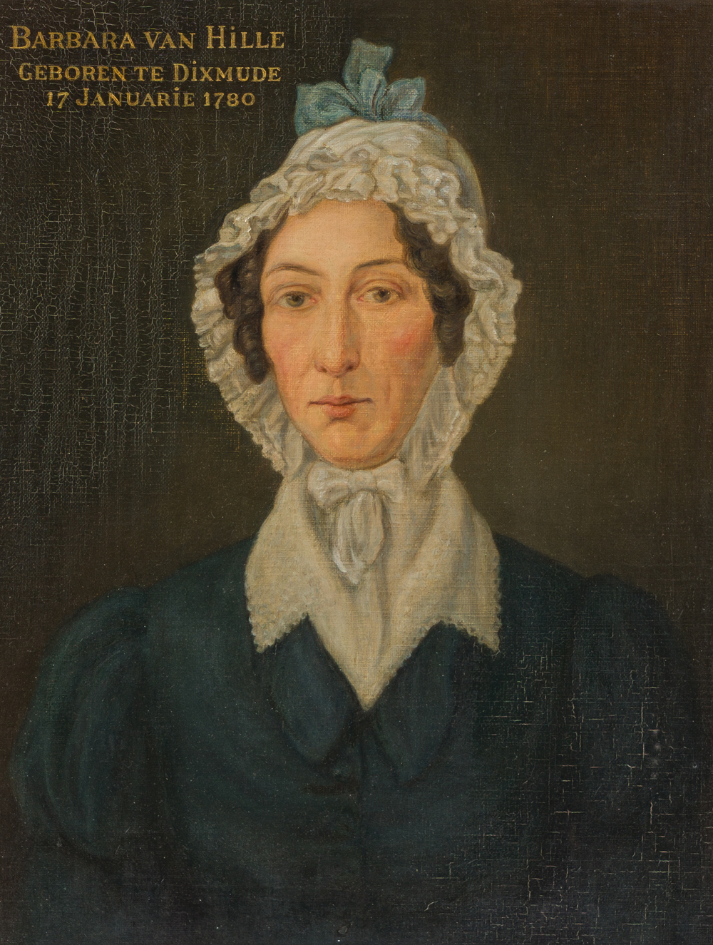 &Eacute;cole belge: Portrait de Barbe C&eacute;cile Constance van Hille, huile sur panneau, 19&egrave;me si&egrave;cle