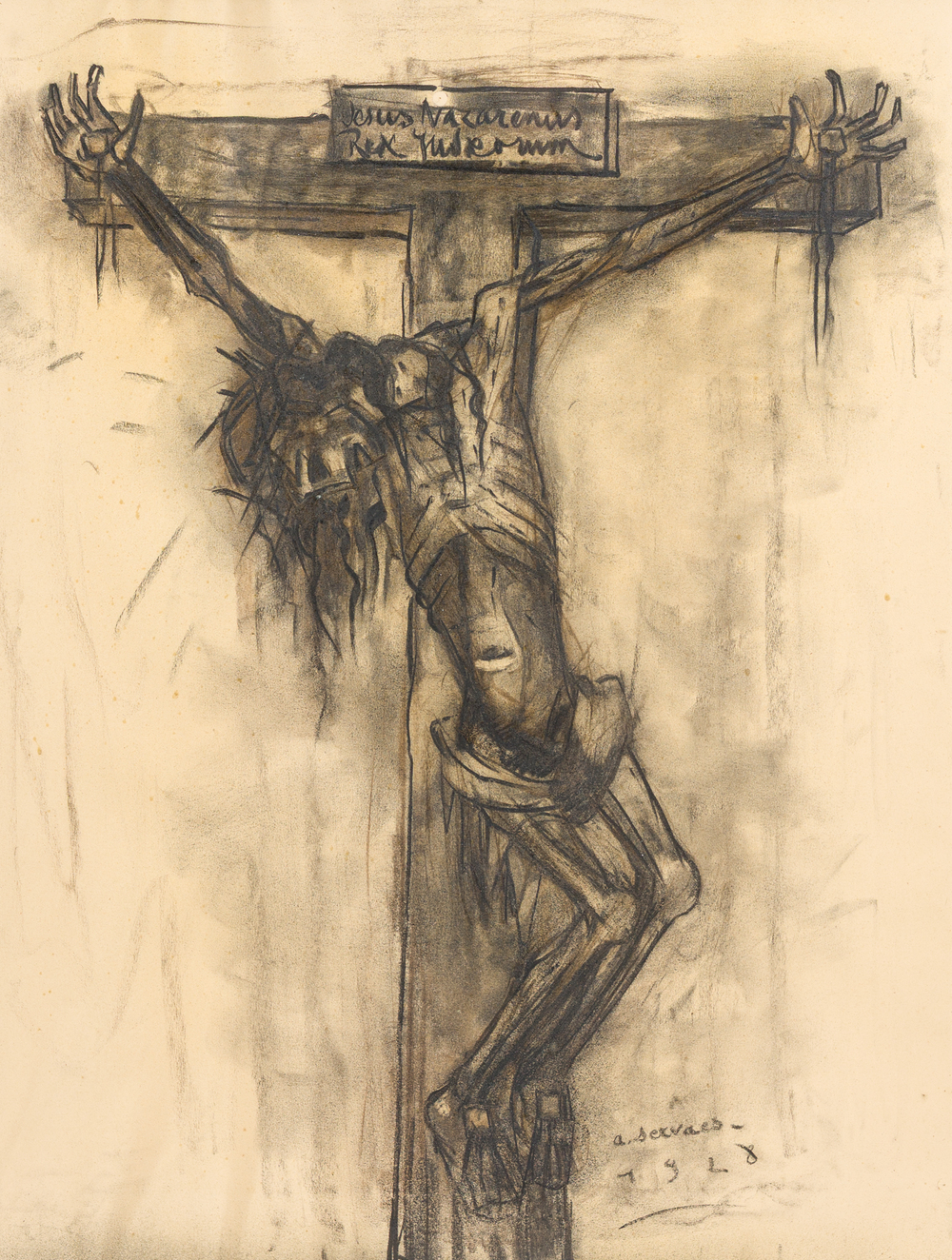 Albert Servaes (1883-1966): Kruisiging, gemengde techniek op papier, gedateerd 1928