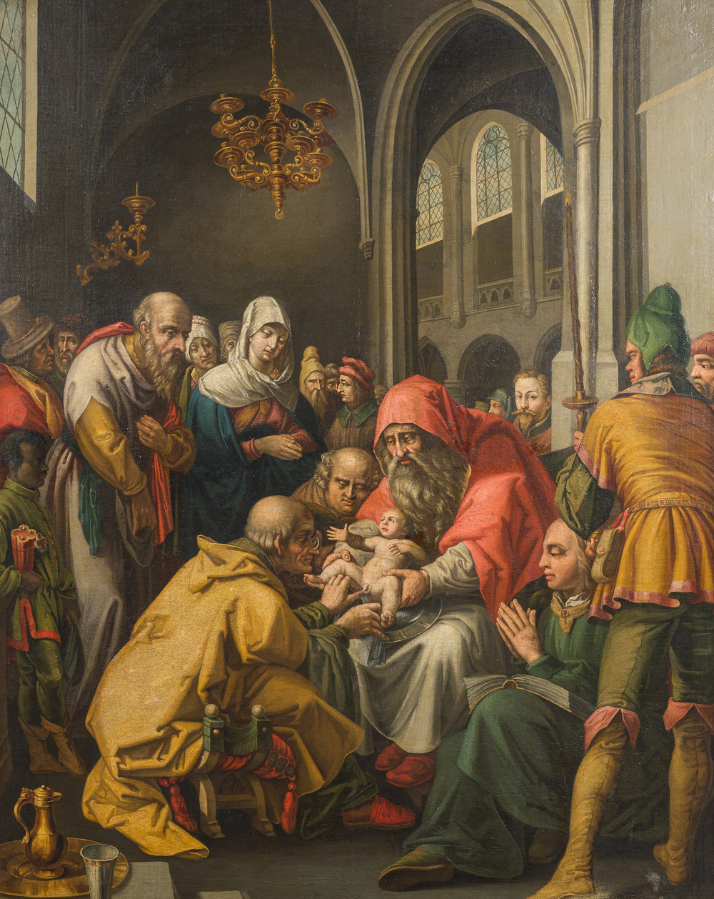 Flemish school, follower of Hendrick Goltzius (1558-1617): The circumcision of Christ, oil on canvas, 17th C.