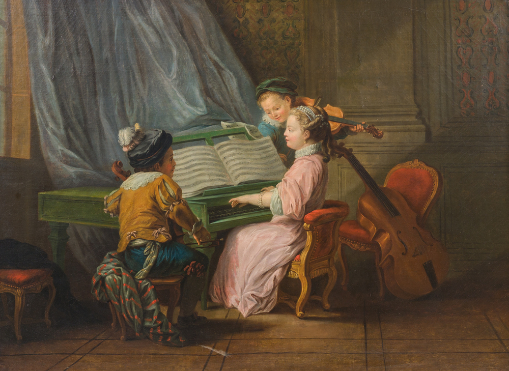 French school, follower of Charles-Andr&eacute; (Carle) Van Loo (1705-1765): Allegory of music, oil on canvas, late 18th C.