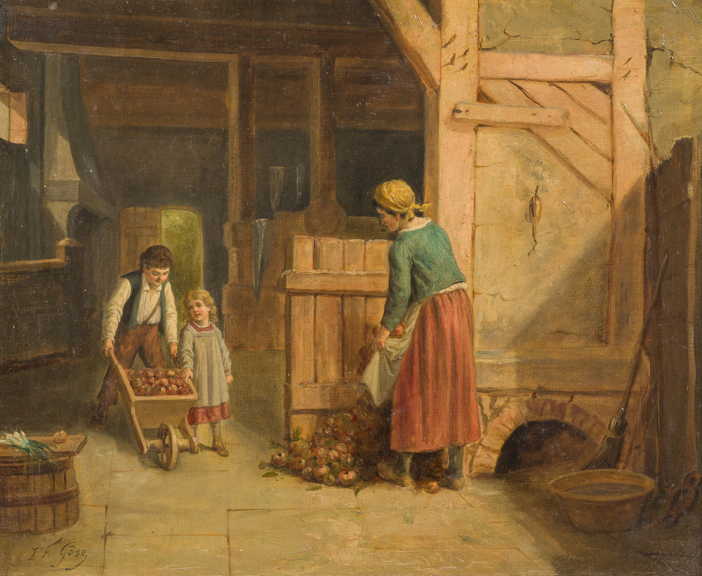 Jean-Fran&ccedil;ois Gose (1827-1870): The apple harvest, oil on canvas