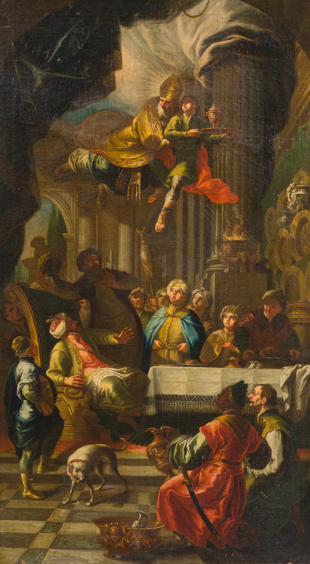 Austrian school: St. Nicholas of Bari rescuing Adeodatus, oil on canvas, 18th C.