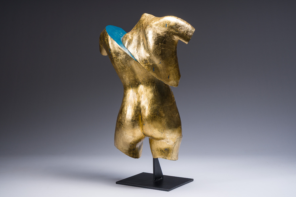 Davy Van Roy (1979): A richly gilt and painted plaster sculpture in the shape of a woman's body