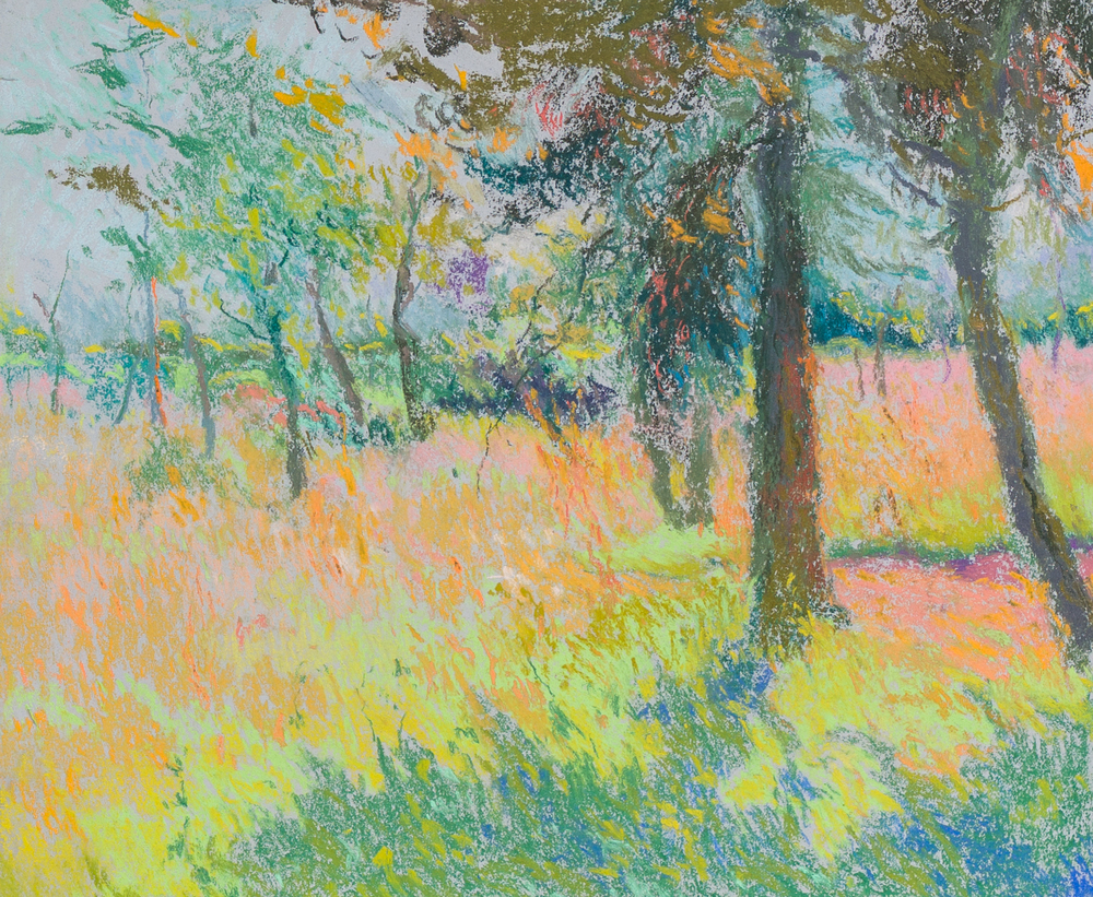 Rodolphe De Saegher (1871-1941): Summer landscape with trees, pastel on paper
