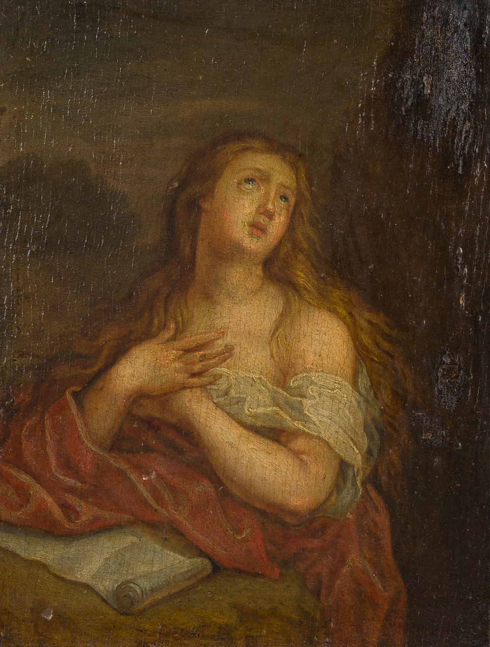 French school: Mary Magdalene in ecstasy, oil on panel, 18th C.