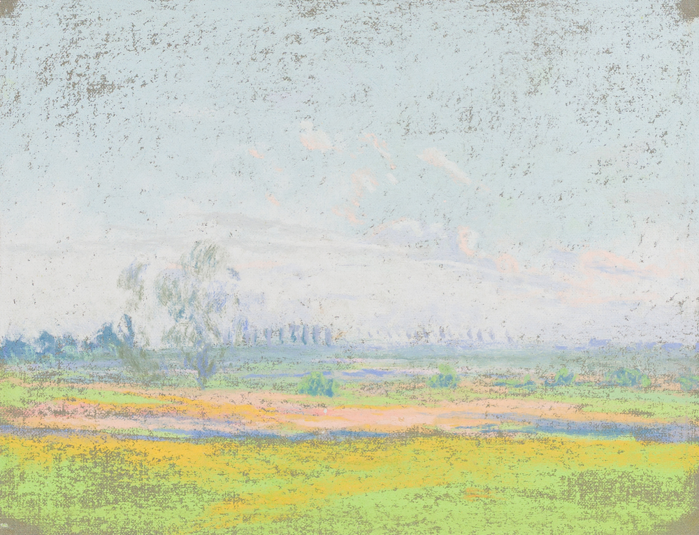Rodolphe De Saegher (1871-1941): Summer landscape, pastel on paper