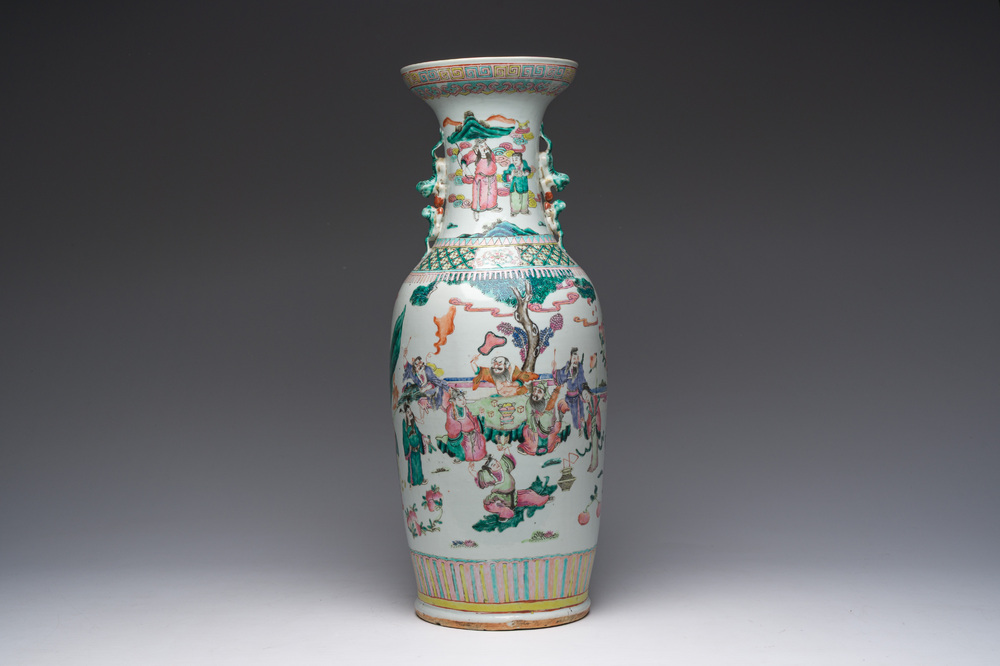 A Chinese famille rose 'Immortals' vase, 19th C.