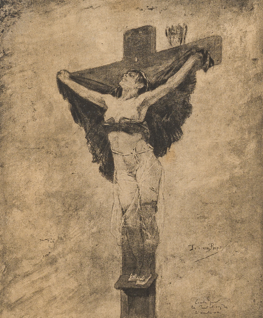 F&eacute;licien Rops (1833-1898): 'Etude pour la Tentation de St Antoine', heliogravure