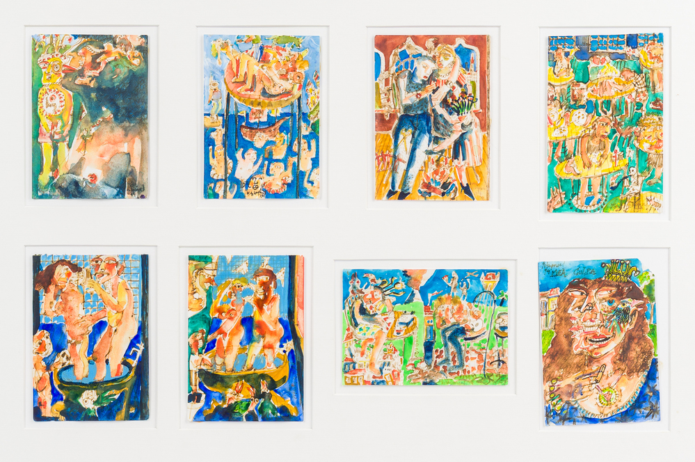 Koen Scherpereel (1961-1997): Acht diverse werken, aquarel op papier, gedateerd (19)94