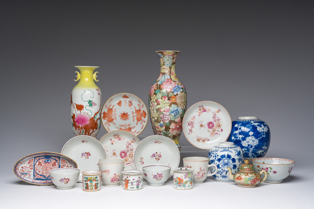 Een diverse collectie Chinees porselein, 18de/19de eeuw
