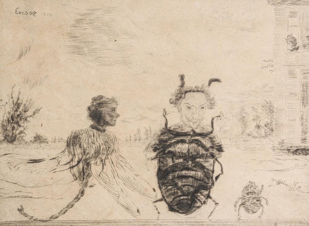James Ensor (1860-1949): Insectes singuliers, drypoint etching on Japanese paper, dated 1888