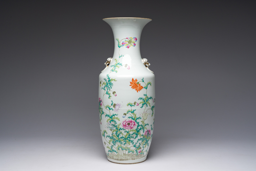 A Chinese famille rose vase with fine floral design, Hongxian mark, Republic