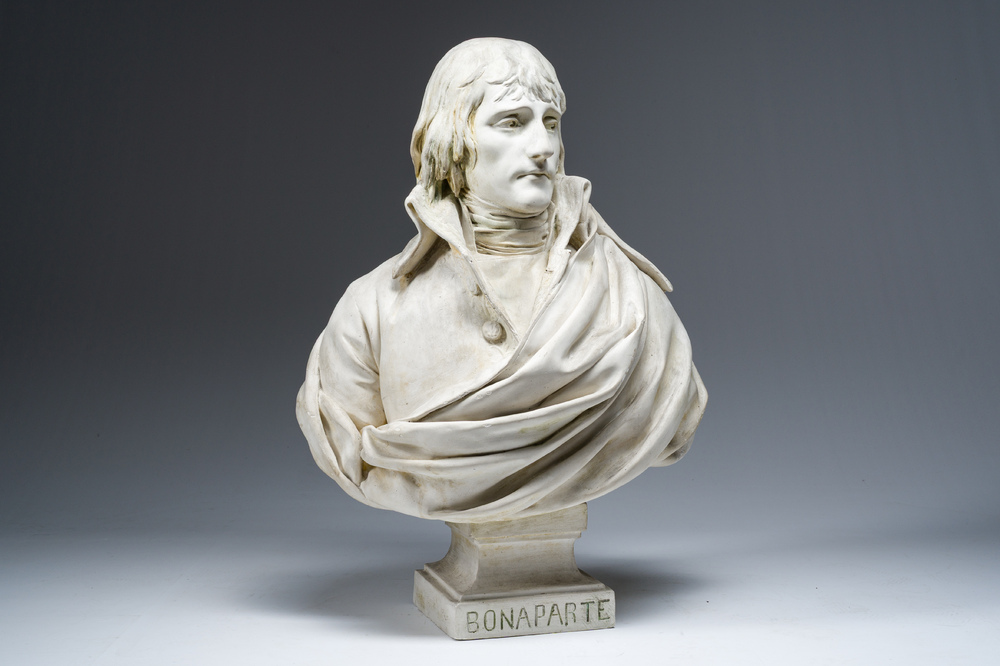 A patinated plaster bust of Napoleon Bonaparte, 19th/20th C.