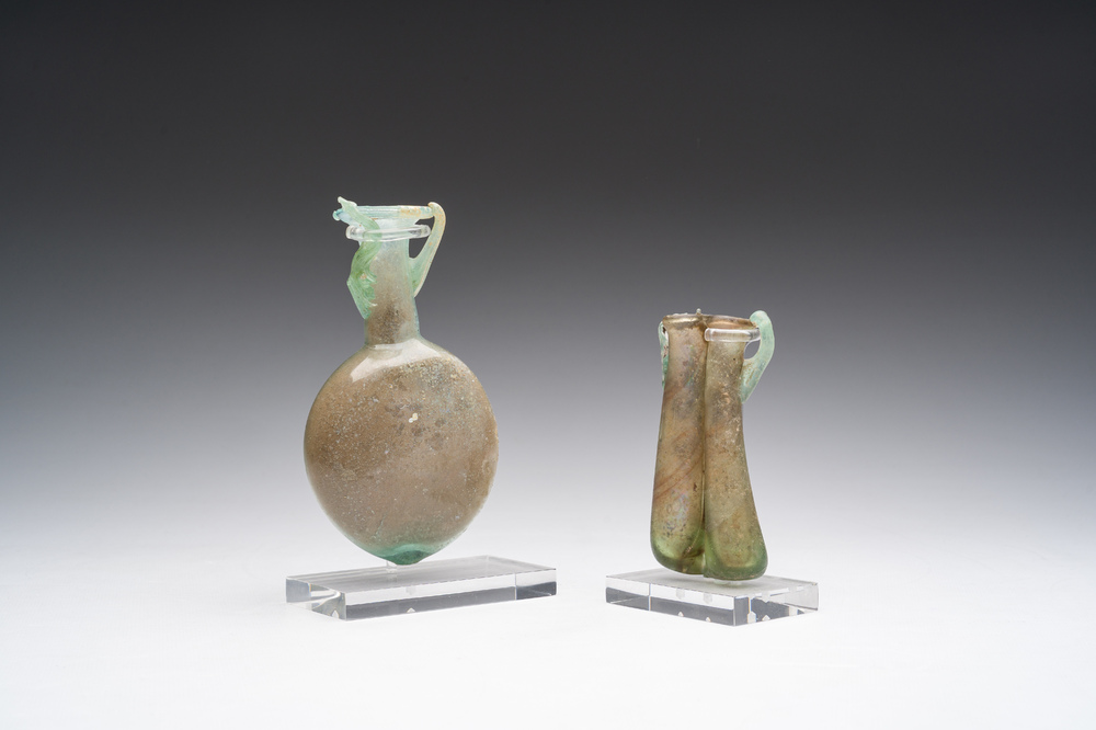 Two Roman glass flasks, 1st/4th C.