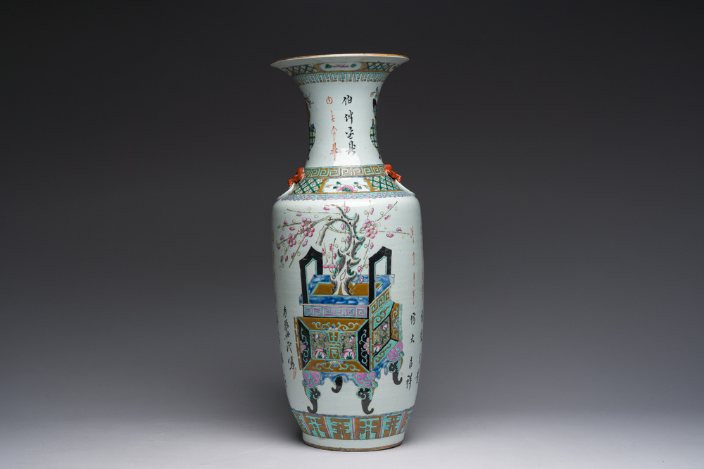 A Chinese famille rose 'flower baskets' vase, 19th C.