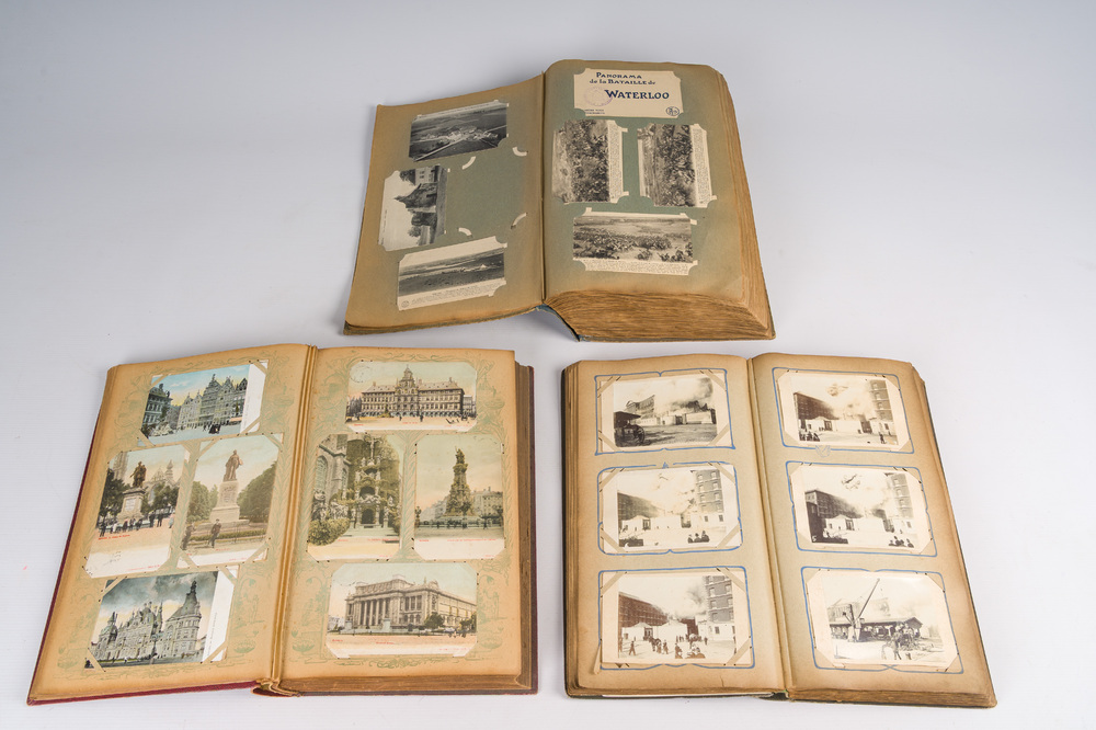 Three albums with postcards mainly depicting views of Belgian villages and towns, a.o. Dalschaert-Praet, Gilleman, Nels, 19th/20th C.