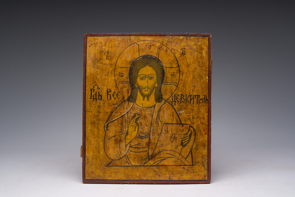 A Russian orthodox 'Christ Pantocrator' icon, 19th/20th C.