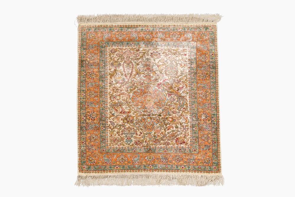 A Turkish silk Kayseri rug with floral design, 20th C.