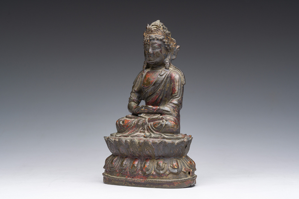 Bouddha assis en bronze dor&eacute; et laqu&eacute;, Chine, Ming