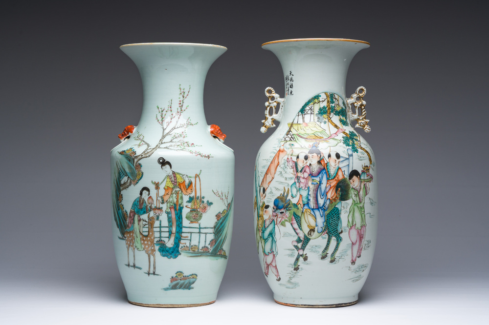 Deux vases en porcelaine de Chine famille rose, 19&egrave;me/20&egrave;me si&egrave;cle