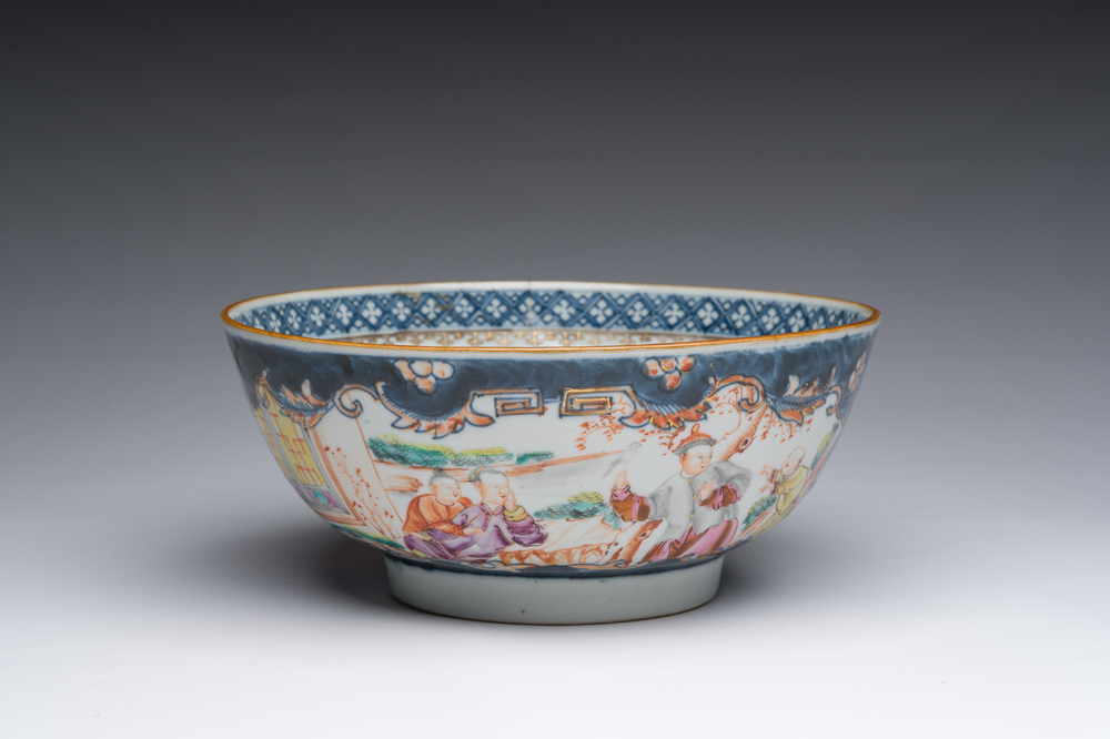 A Chinese famille rose 'Mandarin' bowl, Qianlong