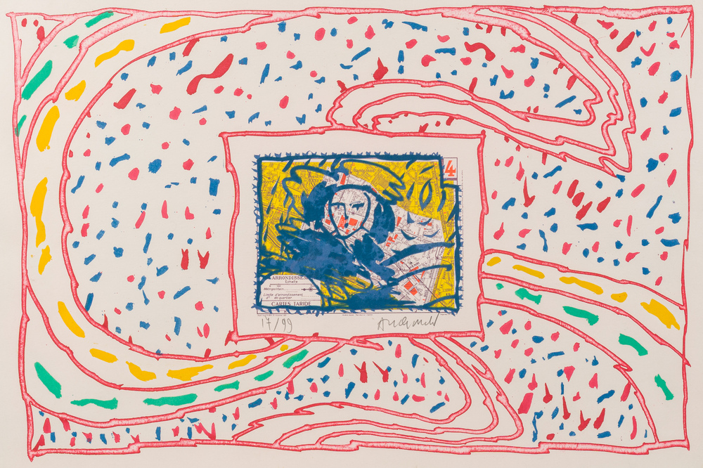 Pierre Alechinsky (1927): 'Dame Taride', ets en lithografie, ed. 17/99, (1990)