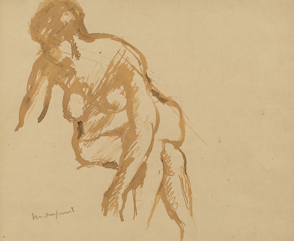 Maurice Dupuis (1882-1959): Dame nue assise, aquarelle sur papier