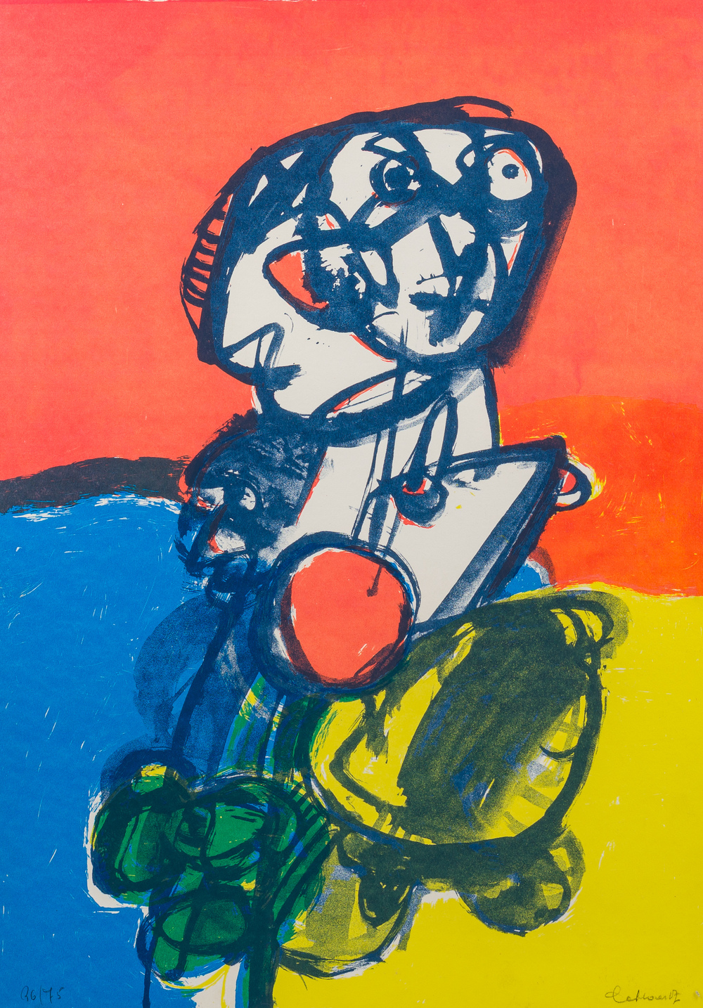 Jan Cobbaert (1909-1995): &Agrave; la plage, lithographie en couleurs, &eacute;d. 36/75