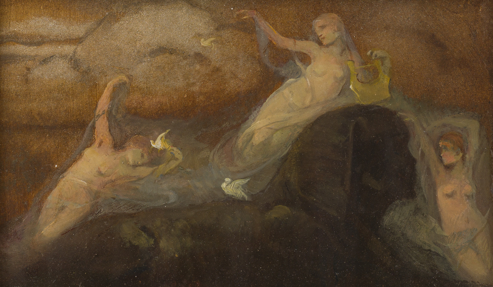 Jan Frans De Boever (1872-1949): 'Chercheuses d'infini', oil on panel, 1930s