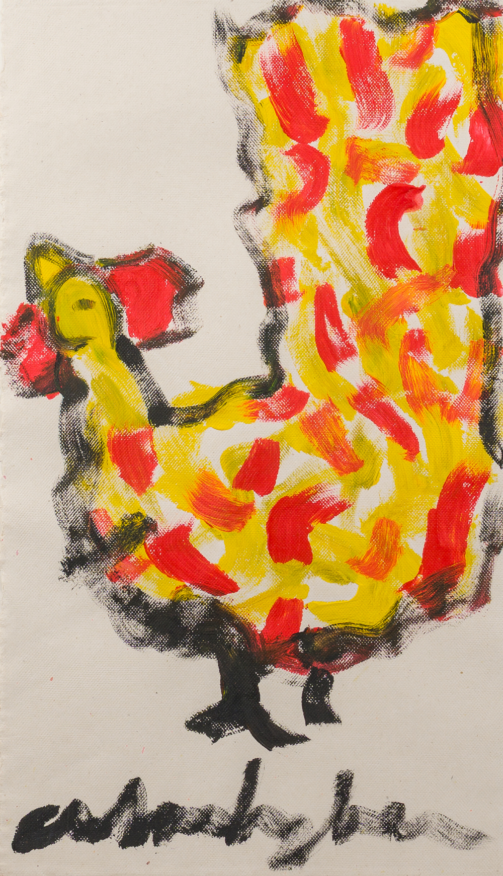 Anton Heyboer (1924-2005): Chicken, acrylic on paper
