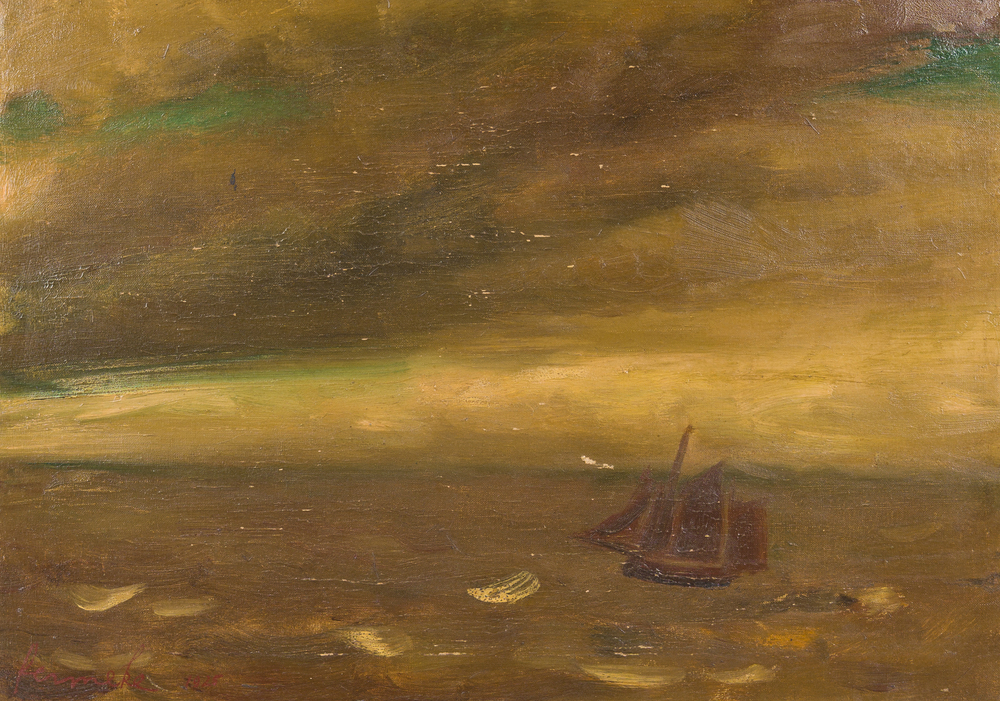 Constant Permeke (1886-1952): Marine, huile sur toile, dat&eacute; 1925
