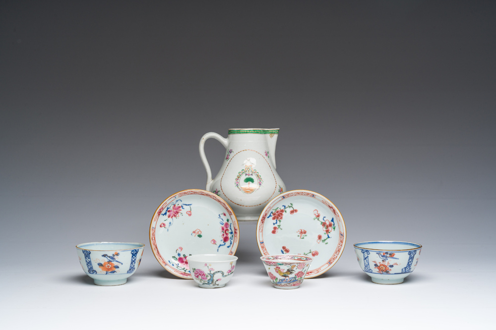 A varied collection of Chinese famille rose and Imari style porcelain, Kangxi/Qianlong